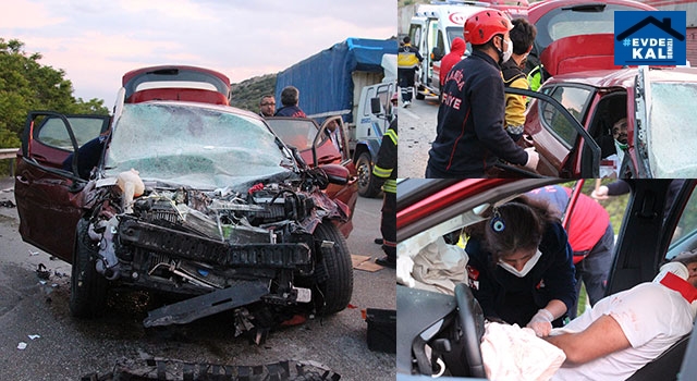 Manisa Kula’da otomobil ile tır çarpıştı 2 ağır yaralı
