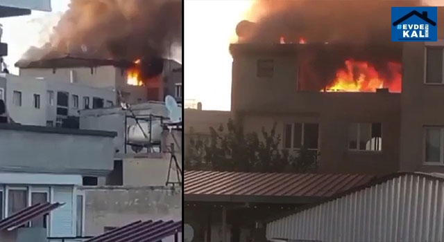 İzmir Buca’da 4 karşı bir binada çatı yangını