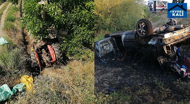 Manisa Salihli’de traktörle otomobil çarpıştı