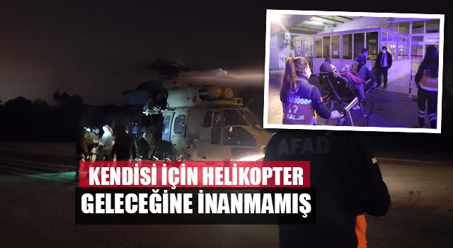Denizli'de sarp kayalıklarda mahsur kalan vatandaş helikopterle kurtarıldı