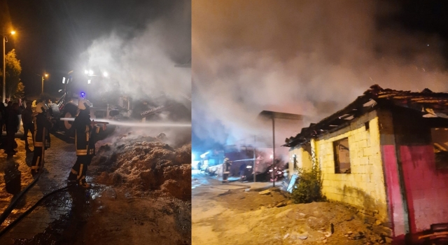 Denizli’de samanlıkta başlayan yangın ev ve otomobili kül etti