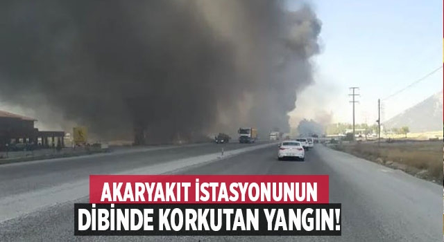 Denizli'de akaryakıt istasyonu yakınında korkutan yangın