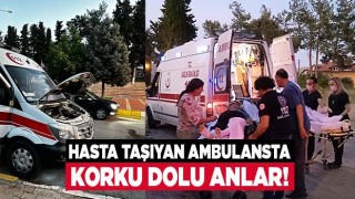 Denizli’de hasta taşıyan ambulans alev aldı