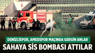 Denizlispor, Amedspor maçında gergin anlar sahaya sis bombası attılar