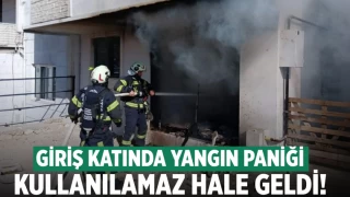 Denizli'de apartmanın giriş katında yangın paniği