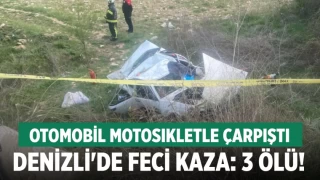 Denizli'de otomobil motosikletle çarpıştı 3 ölü