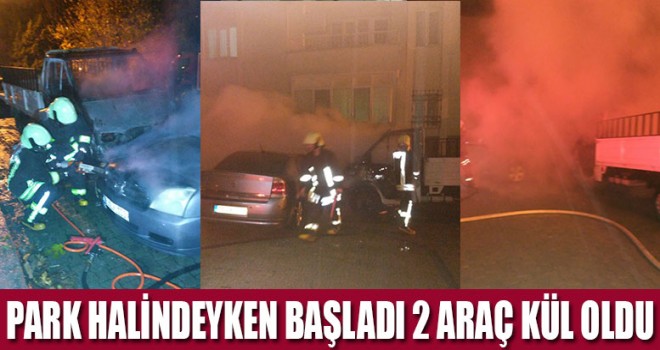 Park halindeki araç yandı