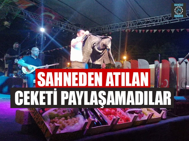 Sahneden atılan ceketi paylaşamadılar