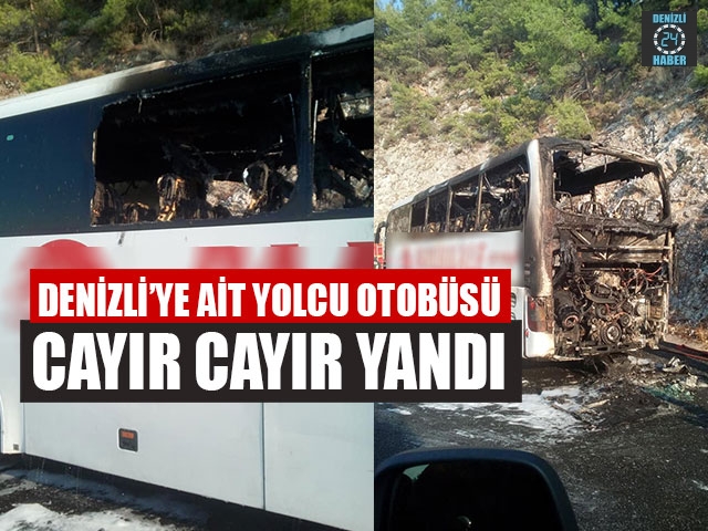 Denizli’ye Ait Yolcu Otobüsü Cayır Cayır Yandı