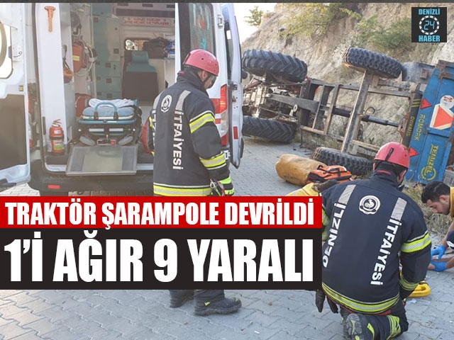 Traktör Şarampole Devrildi 1’i Ağır 9 Yaralı