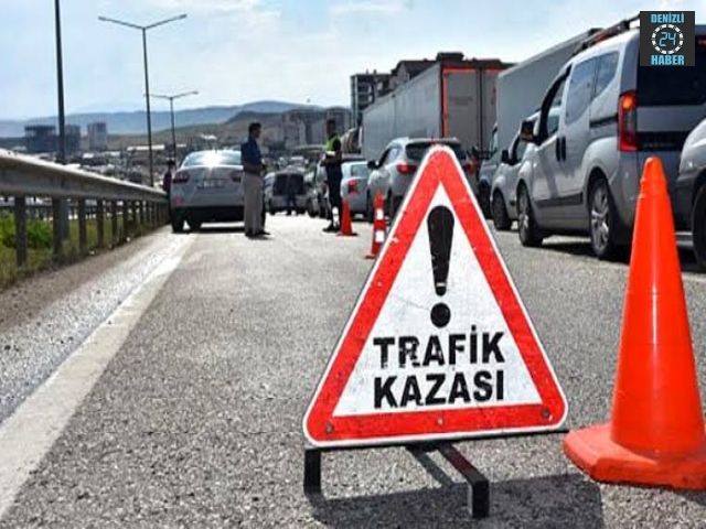 Denizli üçgen kavşağında kazada otomobil ile Süt tankeri çarpıştı