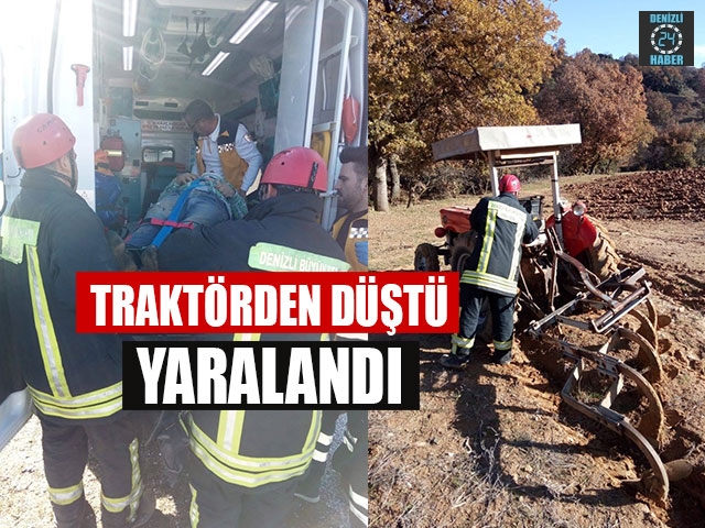 Traktörden Düştü Yaralandı