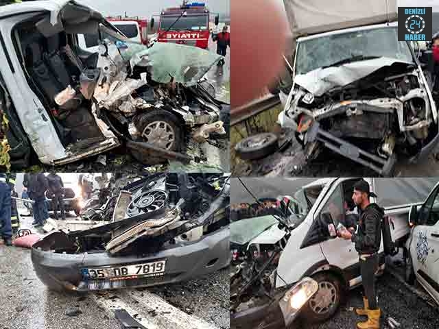 Aydın-İzmir karayolunda aralar kafa kafaya çarpıştı çok sayıda yaralı