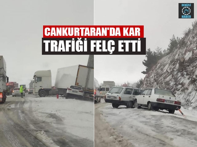 Cankurtaran'a yağan kar kazaları beraberinde getirdi