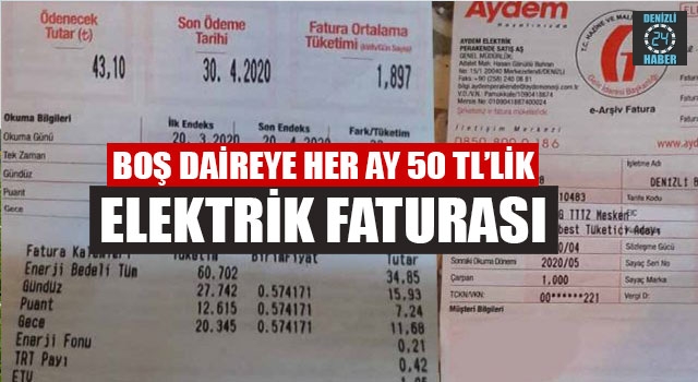 Boş Daireye Her Ay 50 TL’lik Elektrik Faturası