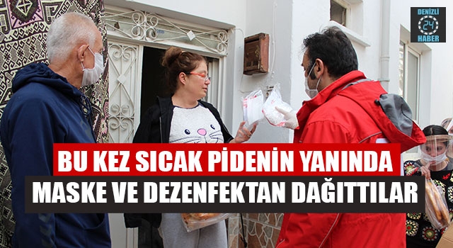 Muğla Menteşe’de sıcak pidenin yanında maske ve dezenfektan dağıtıldı