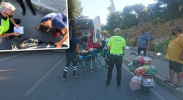 Kuşadası’nda kadın sürücü çalıntı motosikletle kaza yaptı