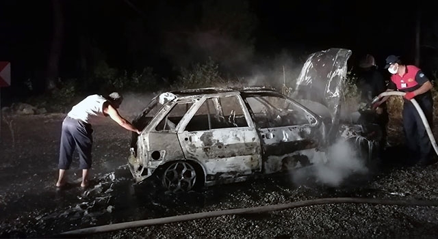 Muğla Menteşe’de seyir halindeki otomobil küle döndü