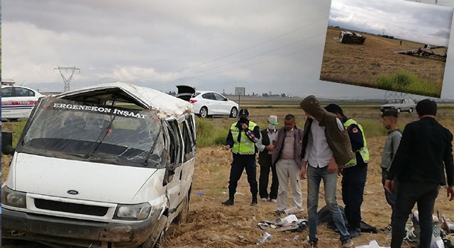 Bolvadin’de İnşaat İşçilerinin Olduğu Minibüs Devrildi: 7 yaralı