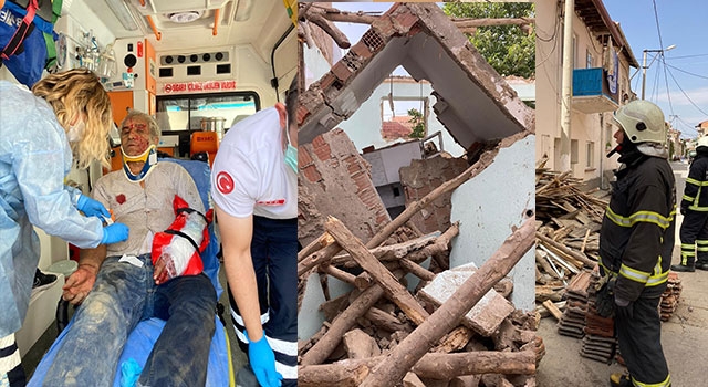 Kütahya’da yıkılan binadan kopan parça Ahmet Yelken’in üzerine düştü