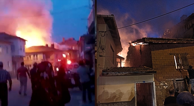 Tavşanlı’da samanlık yangında saman balyaları yandı