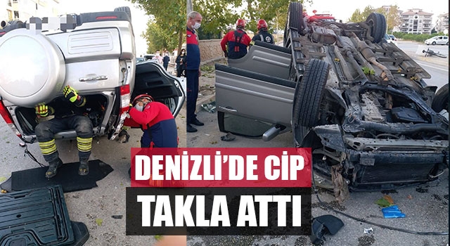 Denizli’de cip takla attı