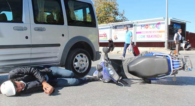 Menteşe’de Yaralanan Motosiklet Sürücüsü, Kıpırdamadan Ambulansı Bekledi   