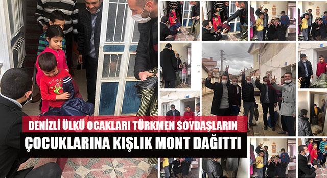 Denizli Ülkü ocakları Türkmen soydaşların çocuklarına kışlık mont dağıttı