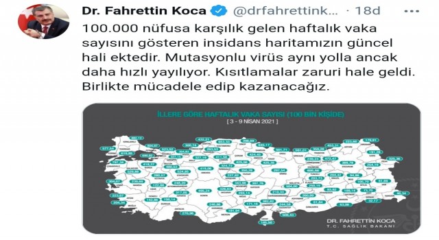 Denizli’de vaka sayısı 100 binde 142.86