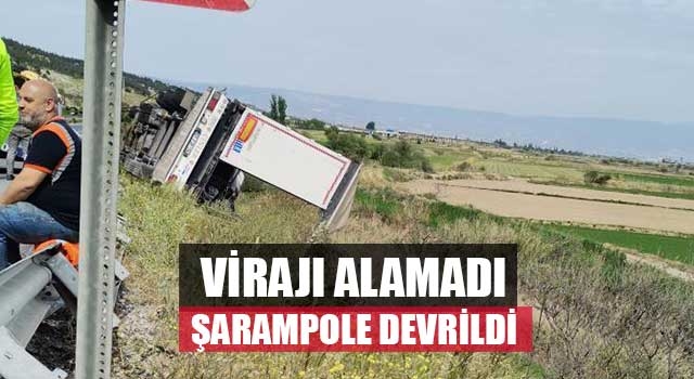 Virajı alamadı şarampole devrildi