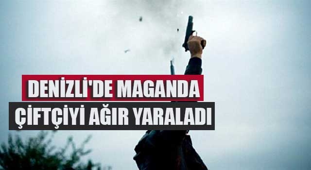 Denizli'de maganda çiftçiyi ağır yaraladı