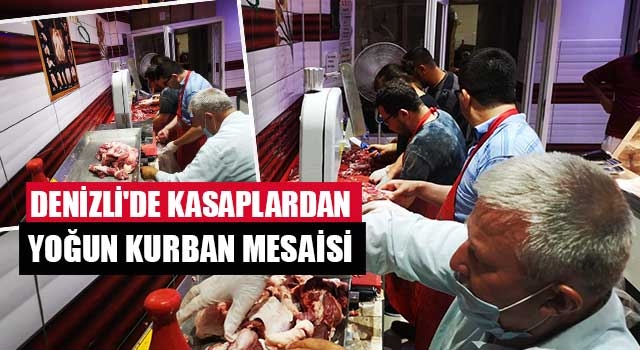 Denizli'de kasaplardan yoğun kurban mesaisi