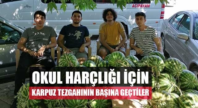 Okul harçlığı için karpuz tezgahının başına geçtiler
