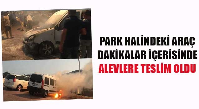 Meraklı kalabalık film izler gibi arabanın yanışını izledi