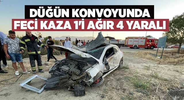 Düğün konvoyunda feci kaza 1'i ağır 4 yaralı