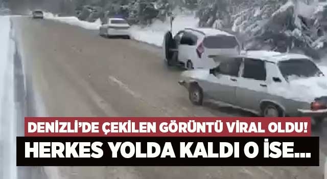 Denizli’de çekilen görüntü viral oldu! Herkes yolda kaldı o ise...