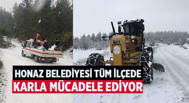 Honaz Belediyesi tüm ilçede karla mücadele ediyor