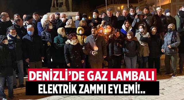 Denizli'de gaz lambalı elektrik faturası eylemi