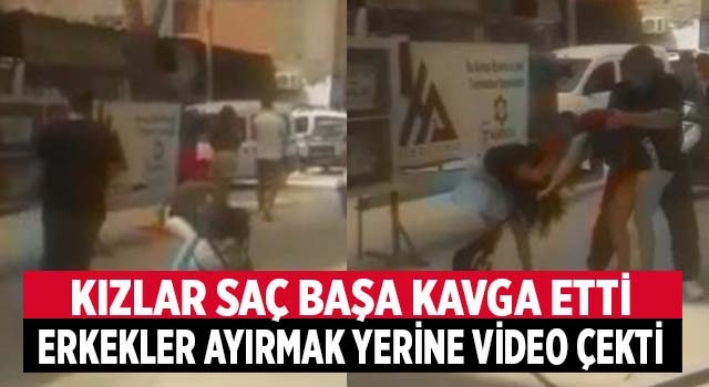 Denizli'de 2 kız sokak ortasında saç başa kavga etti
