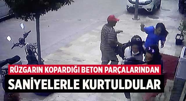 Denizli'de korku dolu dakikalar kopan beton parçalarından son anda kurtuldular