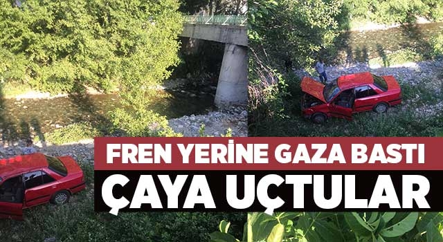 Fren yerine gaza bastı çaya uçtular