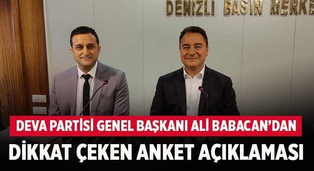 DEVA Partisi Genel Başkanı Ali Babacan'dan dikkat çeken anket açıklaması