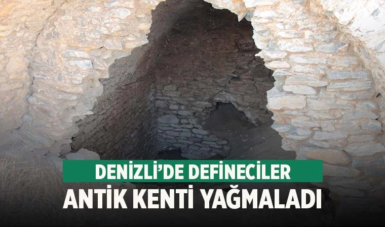 Denizli'de defineciler Trapezapolis antik kentini yağmaladı
