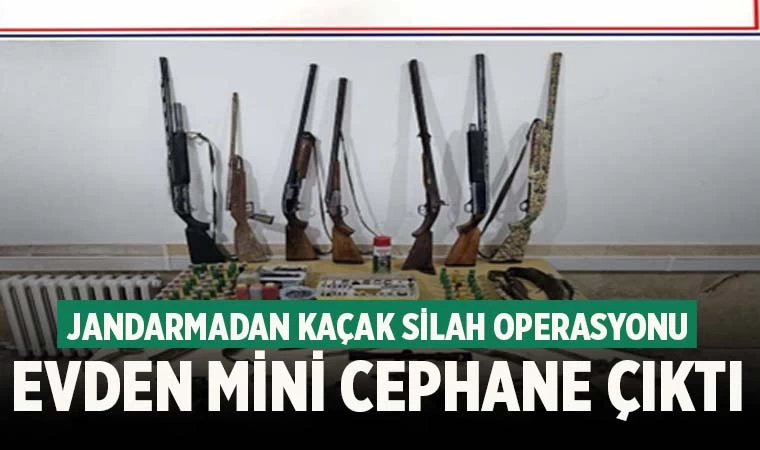 Şüphelinin evinden mini cephanelik çıktı