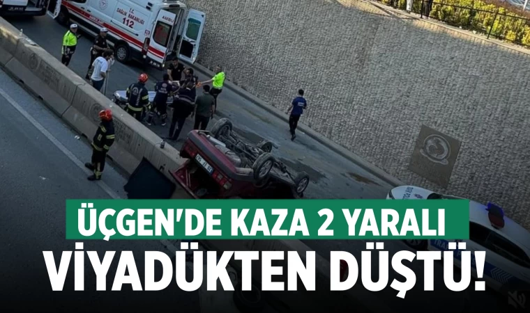 Denizli'de otomobil viyadükten düştü: 2 yaralı