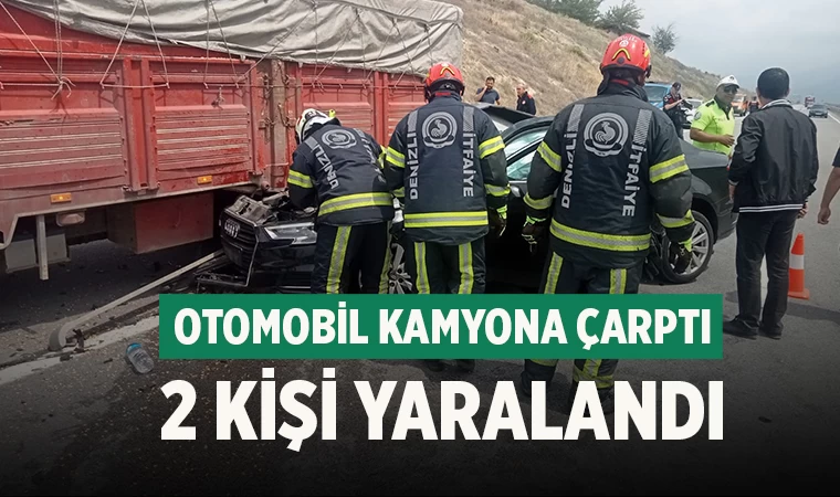 Otomobil kamyona çarptı 2 kişi yaralandı