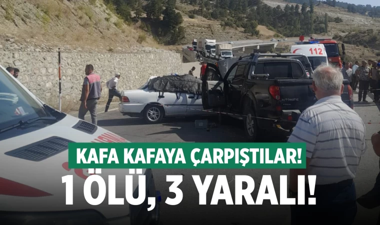 Denizli'de 2 araç kafa kafaya çarpıştı; 1 ölü, 3 yaralı