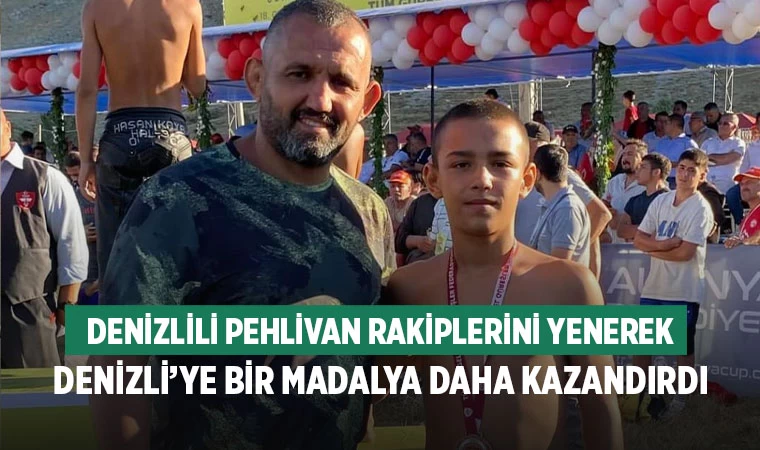 Denizlili pehlivan rakiplerini yenerek Denizli’ye bir madalya daha kazandırdı