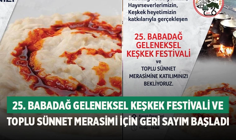25. Babadağ Geleneksel Keşkek Festivali ve Toplu Sünnet Merasimi İçin Geri Sayım Başladı