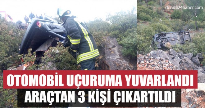 Otomobil Uçuruma Yuvarlandı Araçtan 3 Kişi Çıkartıldı